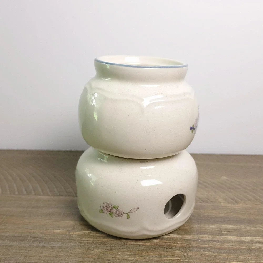 Vintage Floral Goose Ceramic Potpourri Warmer Candle Base Taiwan